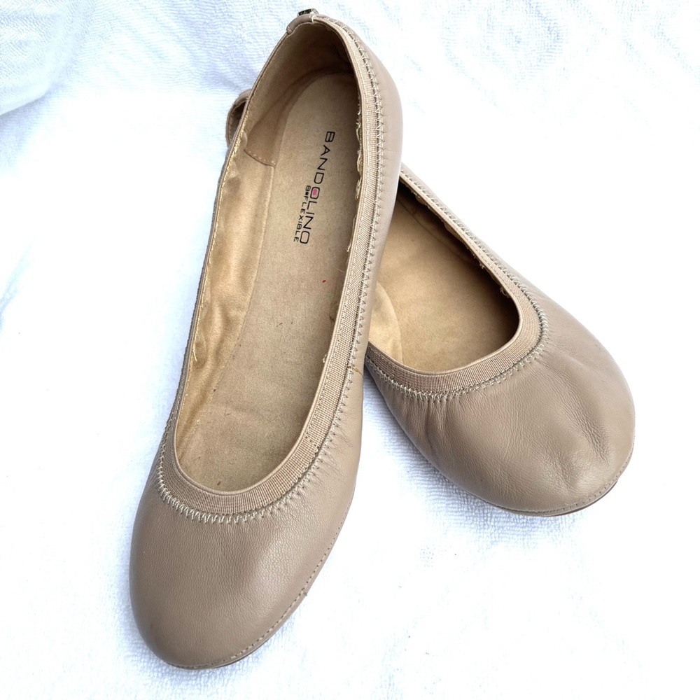 Bandolino Beige Leather Ballet Flats Sz 8.5 - Picture 6 of 10